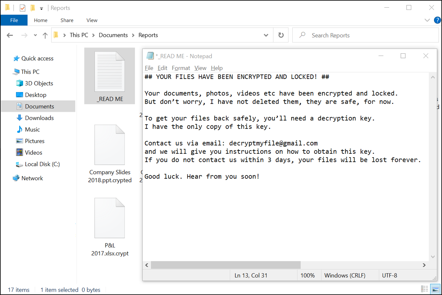 Ransomware files with instructions on paying the ransom
